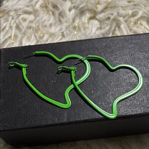 Green Heart-Shaped Earrings